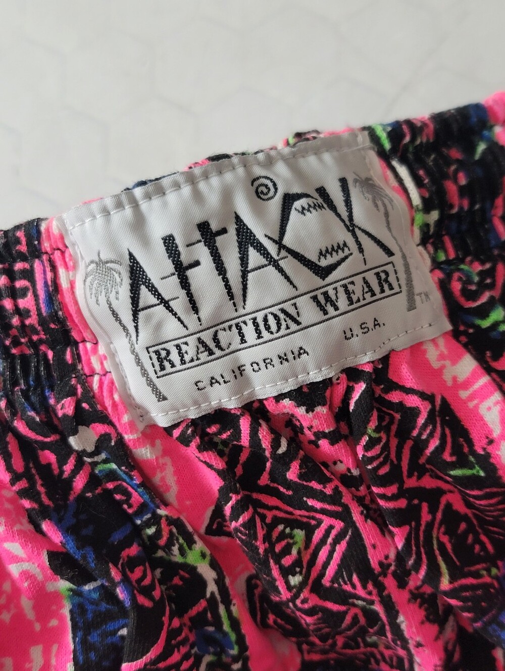 VTG 80s Cotton Pull-On Muscle Pants 4T Neon Black Baggy Surfer California - Picture 4 of 6